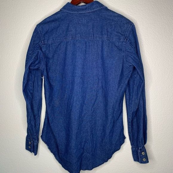 Bugle Boy Company's Women's Blue Vintage Button-Down Long-Sleeve Denim Shirt Siz - Picture 8 of 11